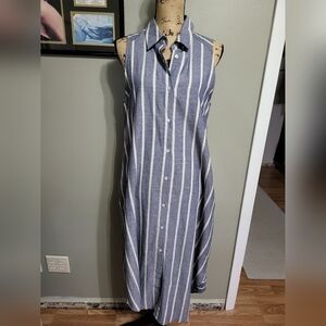 Kori Blue and White Striped Maxi Dress